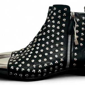 Alexander McQueen Black Studded Ankle Boots